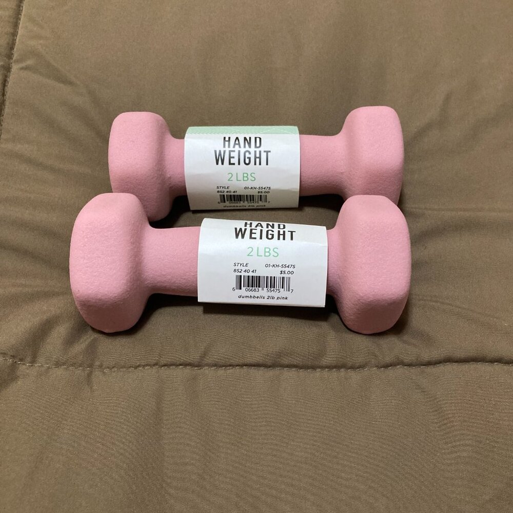 Set of 2 Pound Hand Weights Dumb Bells Pink - Picture 2 of 4